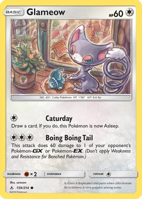Pokemon TCG - UNBROKEN BONDS - 159/214 - GLAMEOW - Reverse Holo - Common