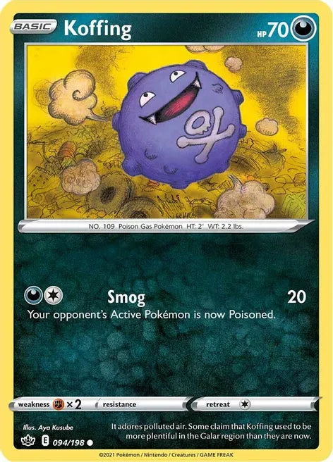 Pokemon TCG - CHILLING REIGN - 094/198 - KOFFING - Reverse Holo - Common