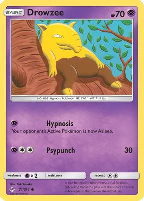 Pokemon TCG - UNBROKEN BONDS - 071/214 - DROWZEE - Reverse Holo - Common