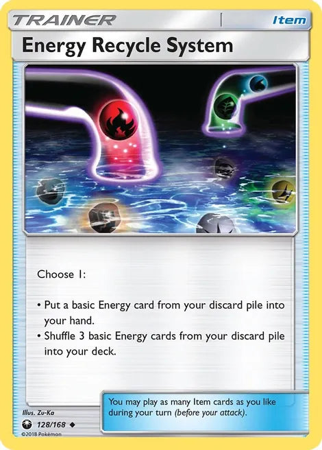 Pokemon TCG - CELESTIAL STORM - 128/168 - ENERGY RECYCLE SYSTEM - Reverse Holo - Trainer
