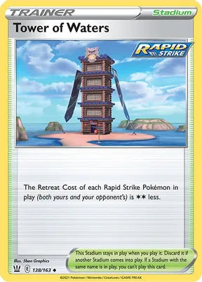 Pokemon TCG - BATTLE STYLES - 138/163 - TOWER OF WATERS - Holo - Trainer