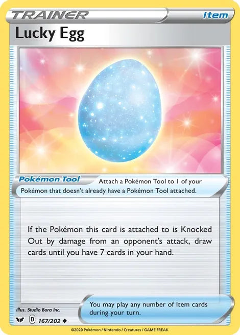 Pokemon TCG - SWORD AND SHIELD - 167/202 - LUCKY EGG - Reverse Holo - Trainer