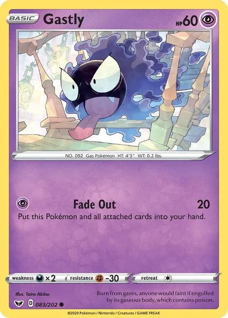 Pokemon TCG - SWORD AND SHIELD - 083/202 - GASTLY - Common